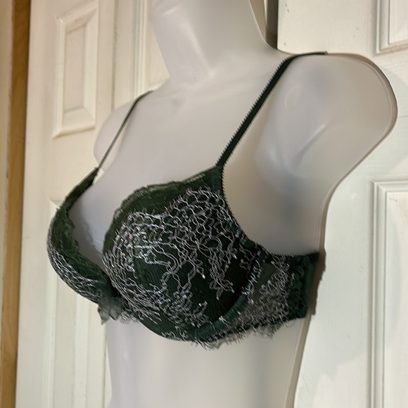 Victoria's Secret Dream Angels Push Up Bra Dark Green Lace Overlay 32D - Picture 4 of 16